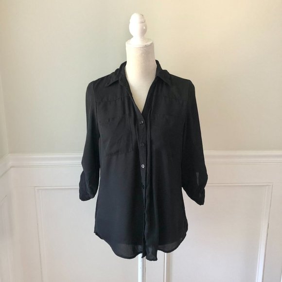 by & by Tops - By & By Black Button Down Blouse M